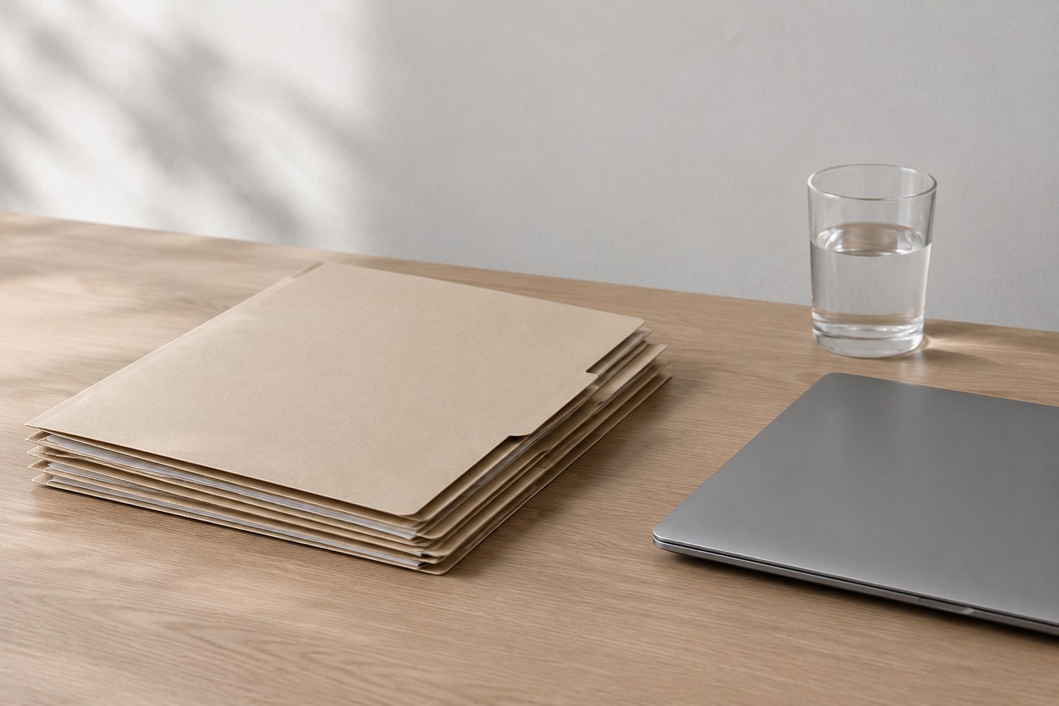 Plain blank document folders on a desk